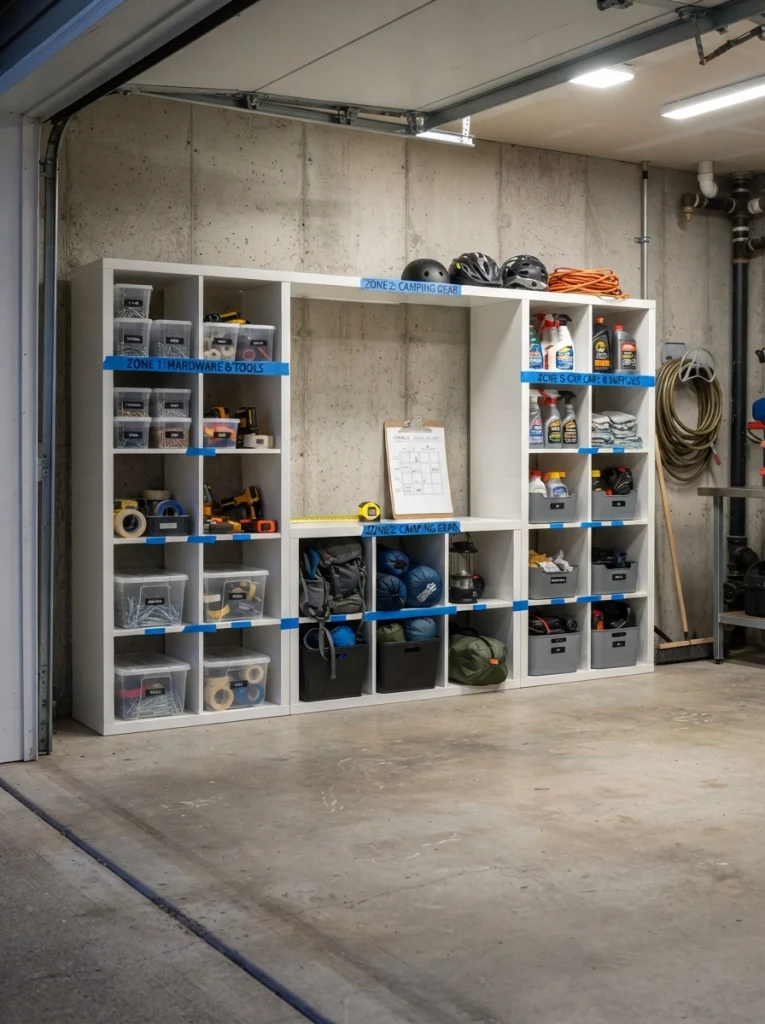 Zone Your Garage Into Three Kallax Sections Before You Buy Anything
