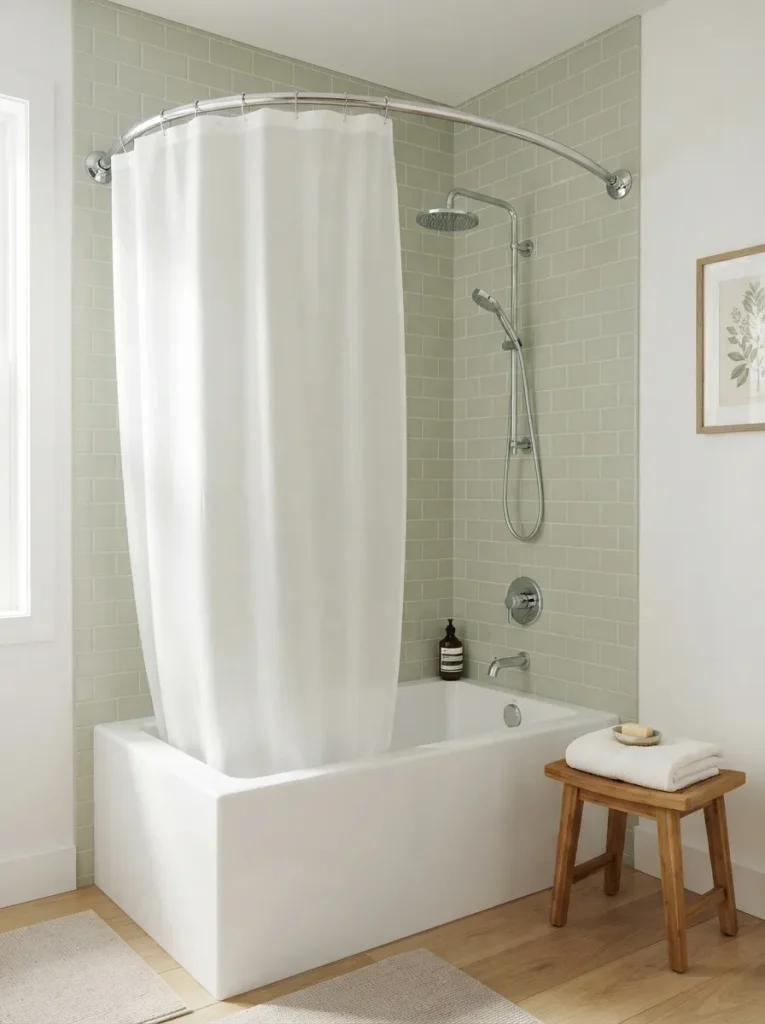 A Curved Shower Rod Buys Back Elbow Room