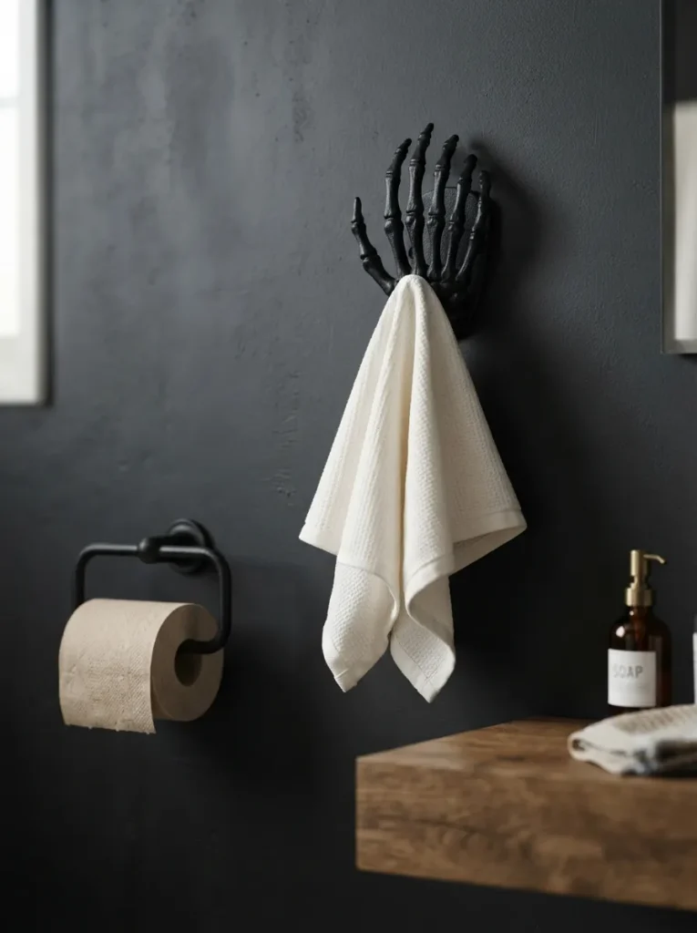Skeleton-Hand Towel Hooks and Cast-Iron Hardware