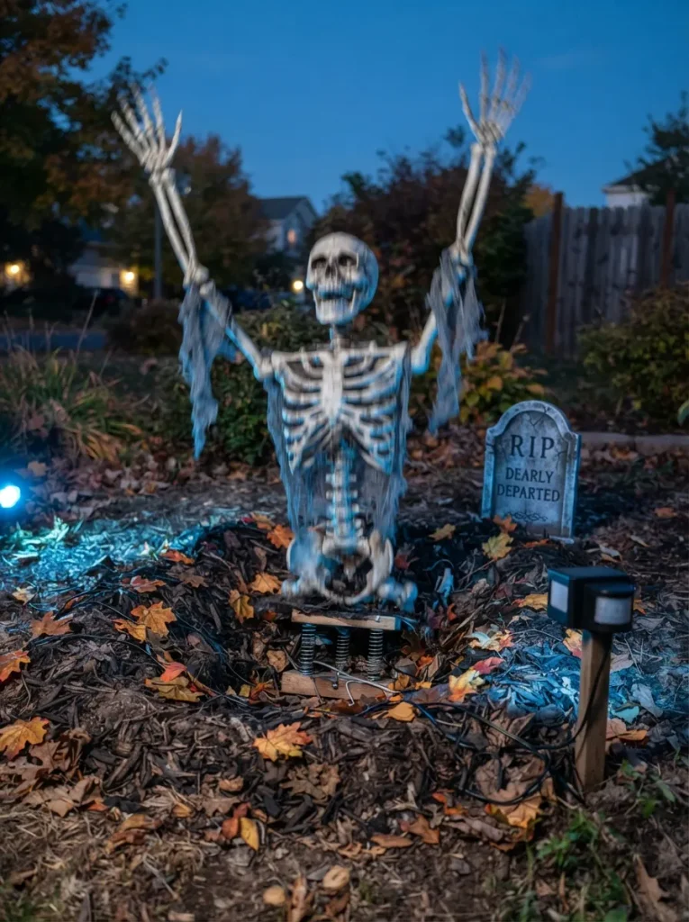 A Motion-Activated Skeleton That Pops Up From the Ground