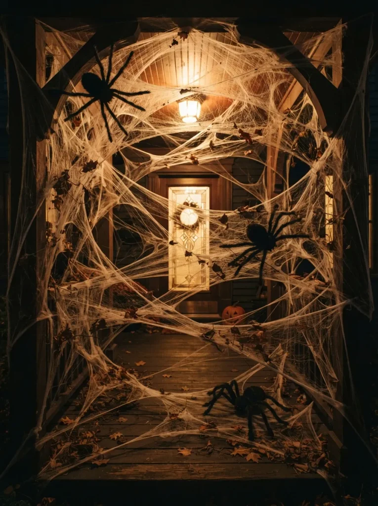 A Porch Archway Buried in Layered Spiderweb
