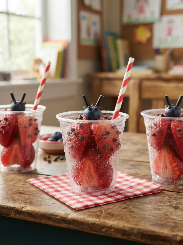 Ladybug Fruit Cups With Strawberries and Blueberries