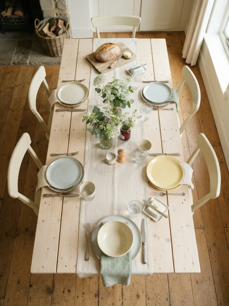 A Long Farmhouse Dining Table Built from Two Pallets