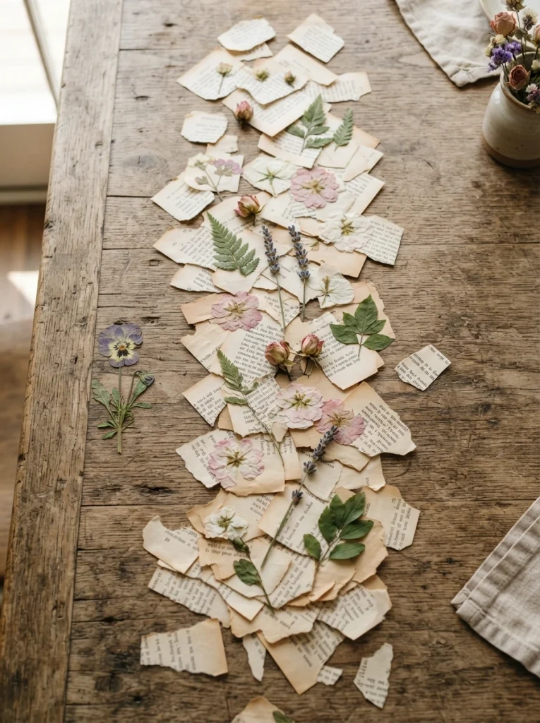 Book Page Confetti Table Runner