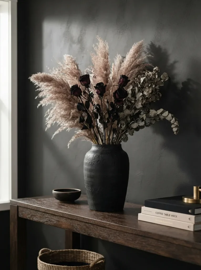 Choose Dried and Black-Dipped Botanicals Over Fake Cobwebs