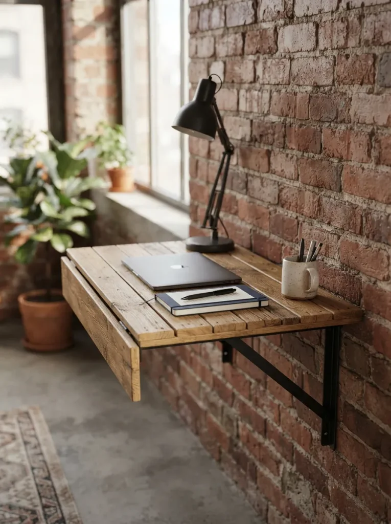 A Fold-Down Desk That Disappears Into the Wall