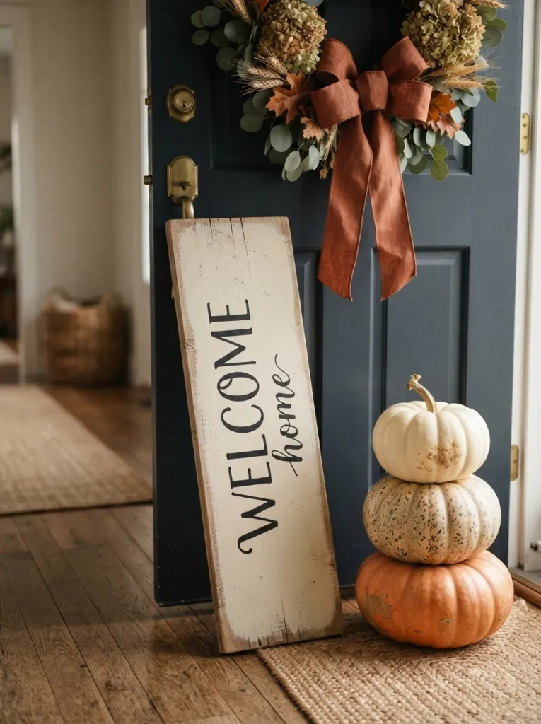 A Hand-Painted or Engraved Wood Welcome Sign