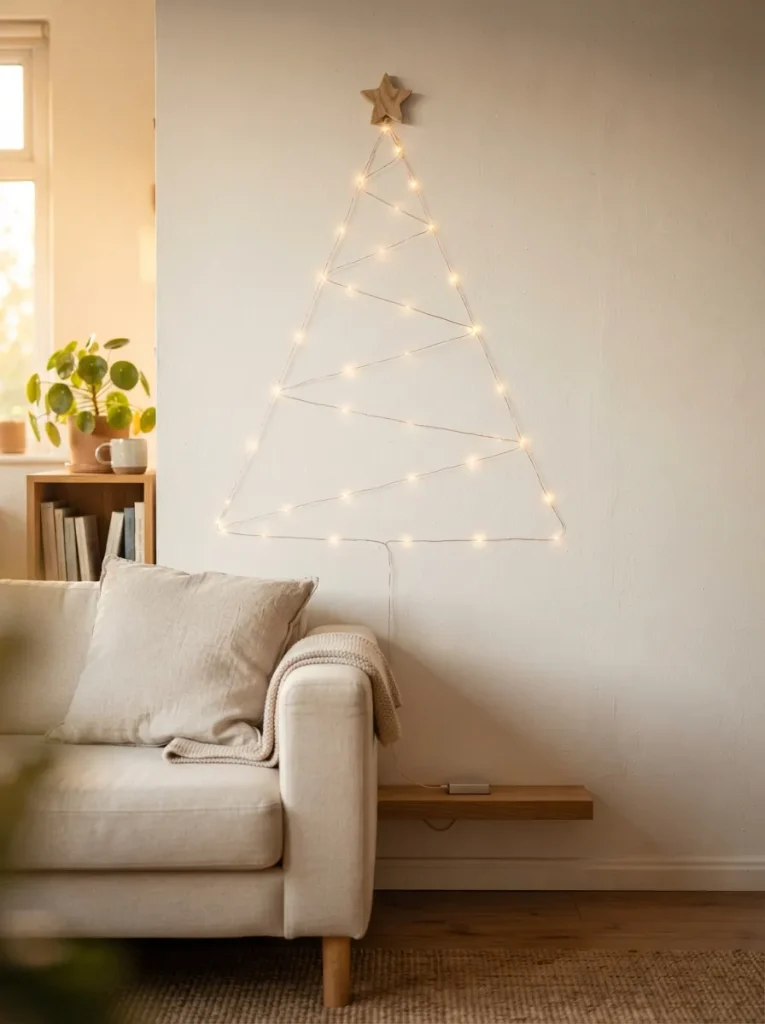 Trace a Tree on the Wall With One Strand of Warm-White Lights