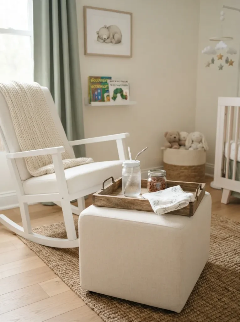 A One-Arm-Reach Water and Snack Tray for the Rocker