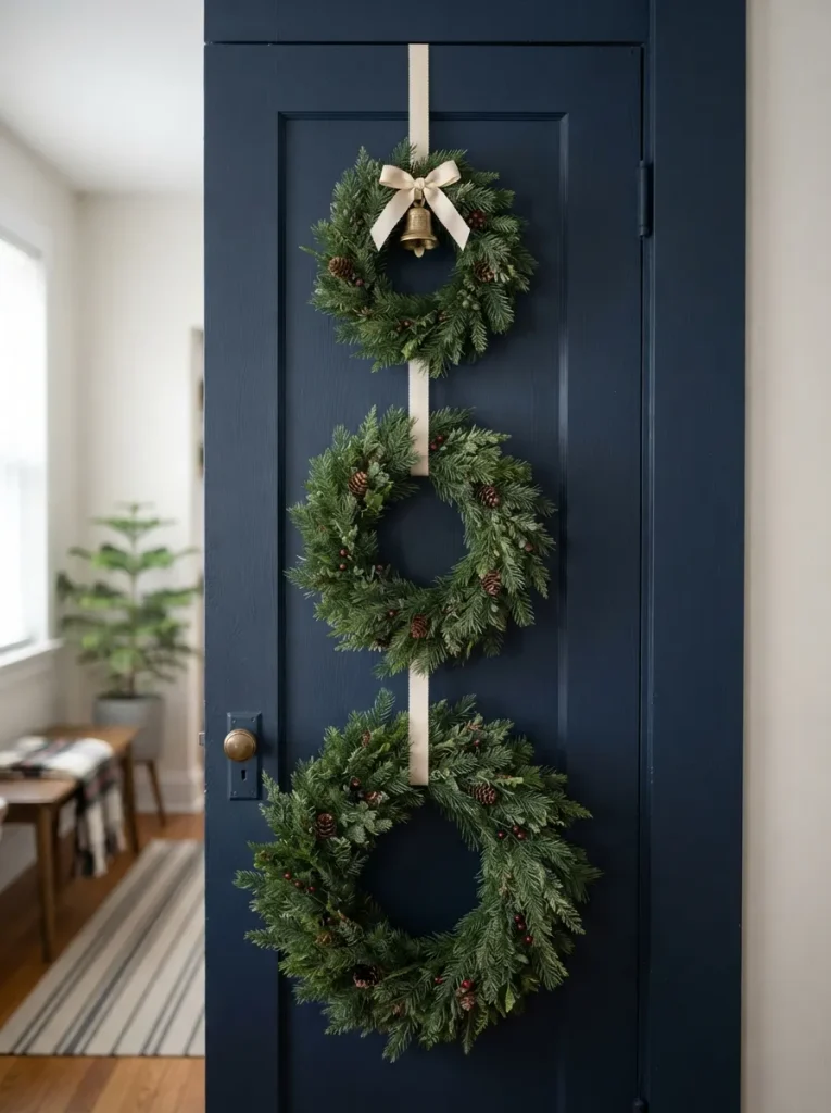 Stack Three Wreaths Down the Back of a Door